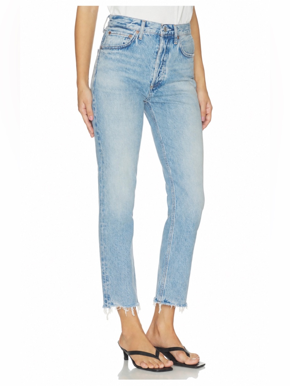 AGOLDE Riley Crop Jeans Stream Light Wash High Rise Straight Leg size 29